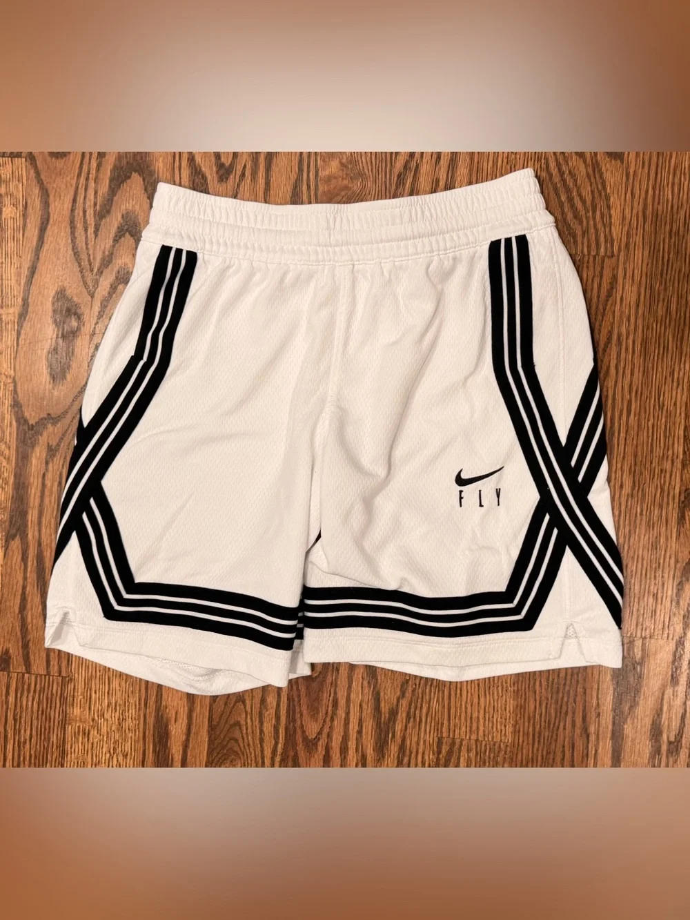 Nike White Athletic Shorts with Black Stripe